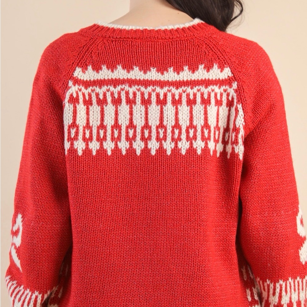 Very J Christmas Red and White Swan Cardigan - Picture 3 of 4
